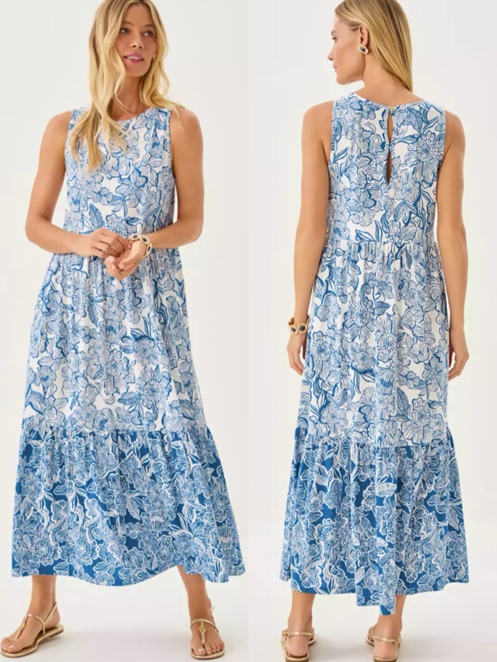 L NWT Lilly Pulitzer Hayleigh Midi Dress in Starlight Navy Unforgettable